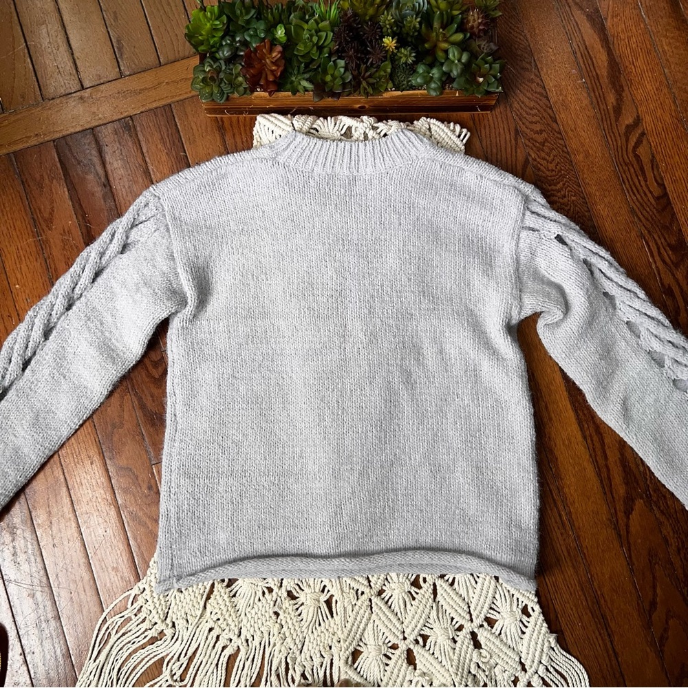 The Impeccable Pig | Lattice Sleeve Roll Bottom Sweater - Picture 6 of 7
